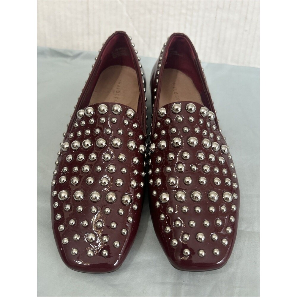 Halogen Kaylee Studded Genuine Leather Slip On Burgundy Loafers Women's Size 6.5